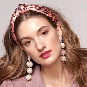 Lele Sadoughi Blush Silk Leopard Headband